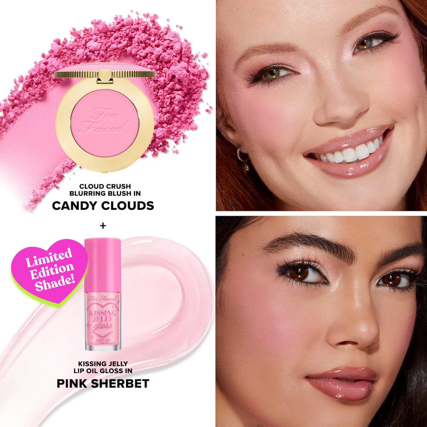 Too Faced Dream A Little Dream Makeup Gift Set: Cloud Crush Blush & Kissing Jelly Lip Oil