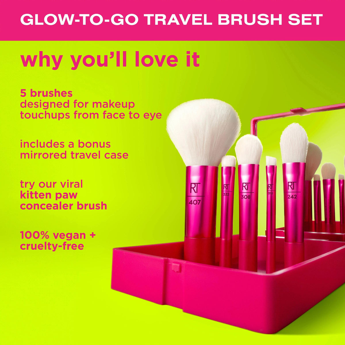 Real Techniques Vivid Escape Glow-To-Go Travel Brush Set