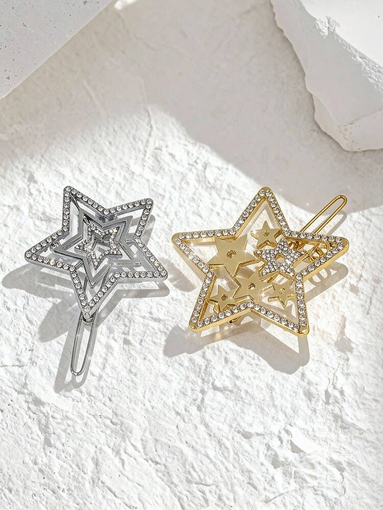 Dior Rhinestone Star Hair Clips Set