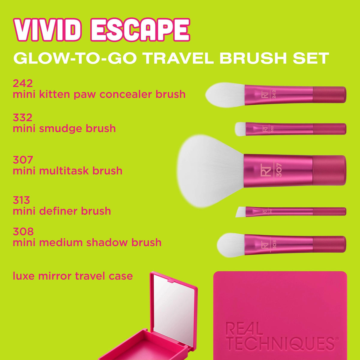 Real Techniques Vivid Escape Glow-To-Go Travel Brush Set