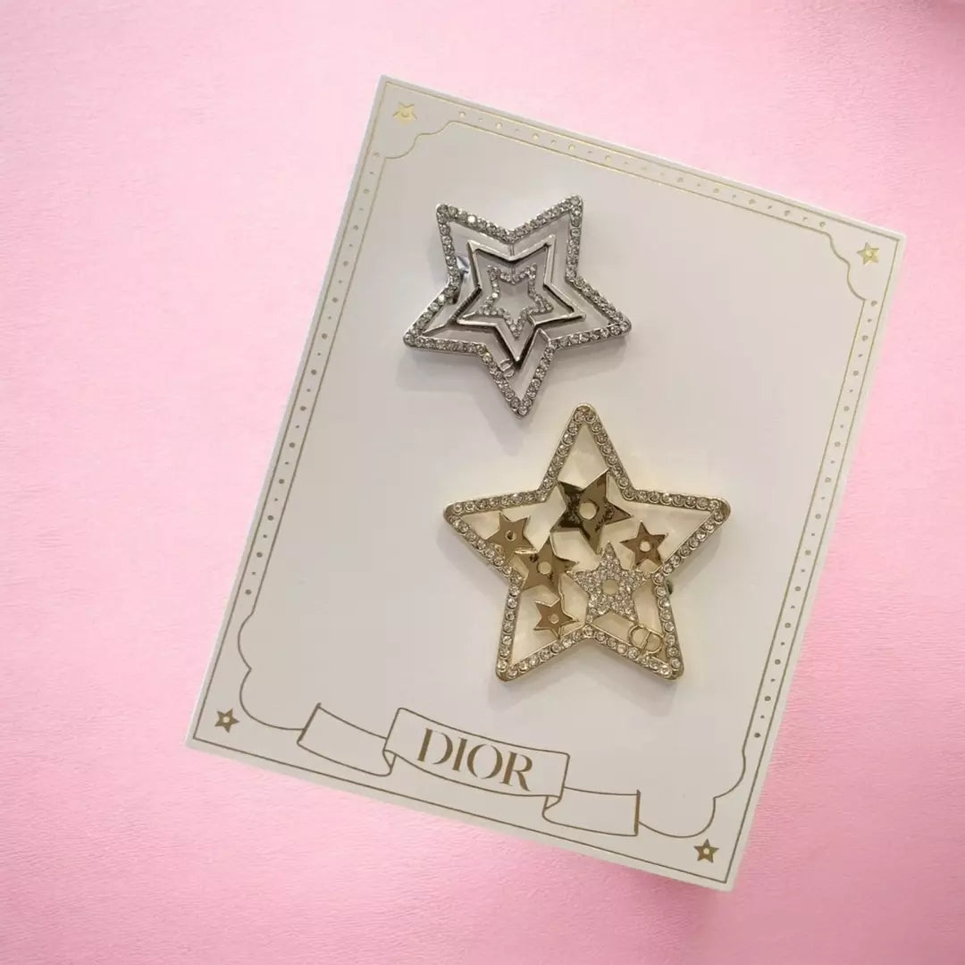 Dior Rhinestone Star Hair Clips Set