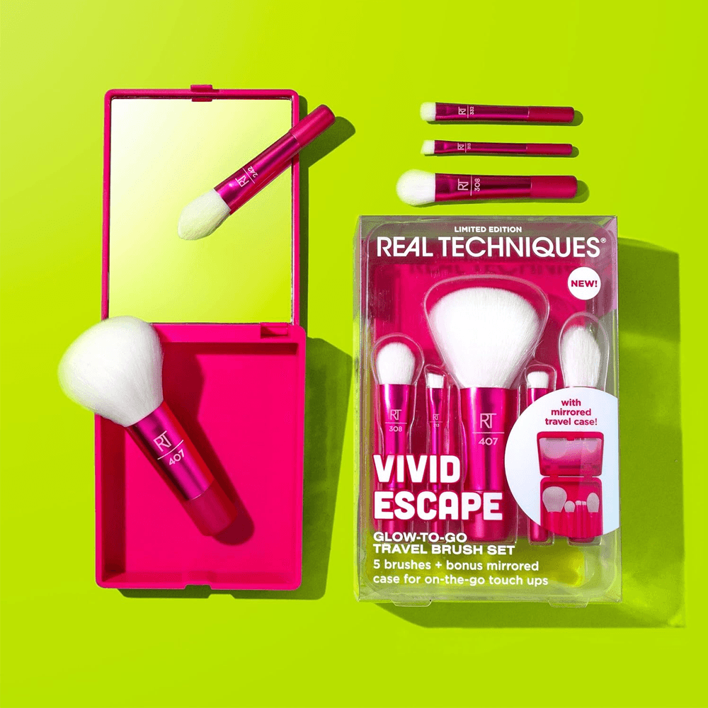 Real Techniques Vivid Escape Glow-To-Go Travel Brush Set