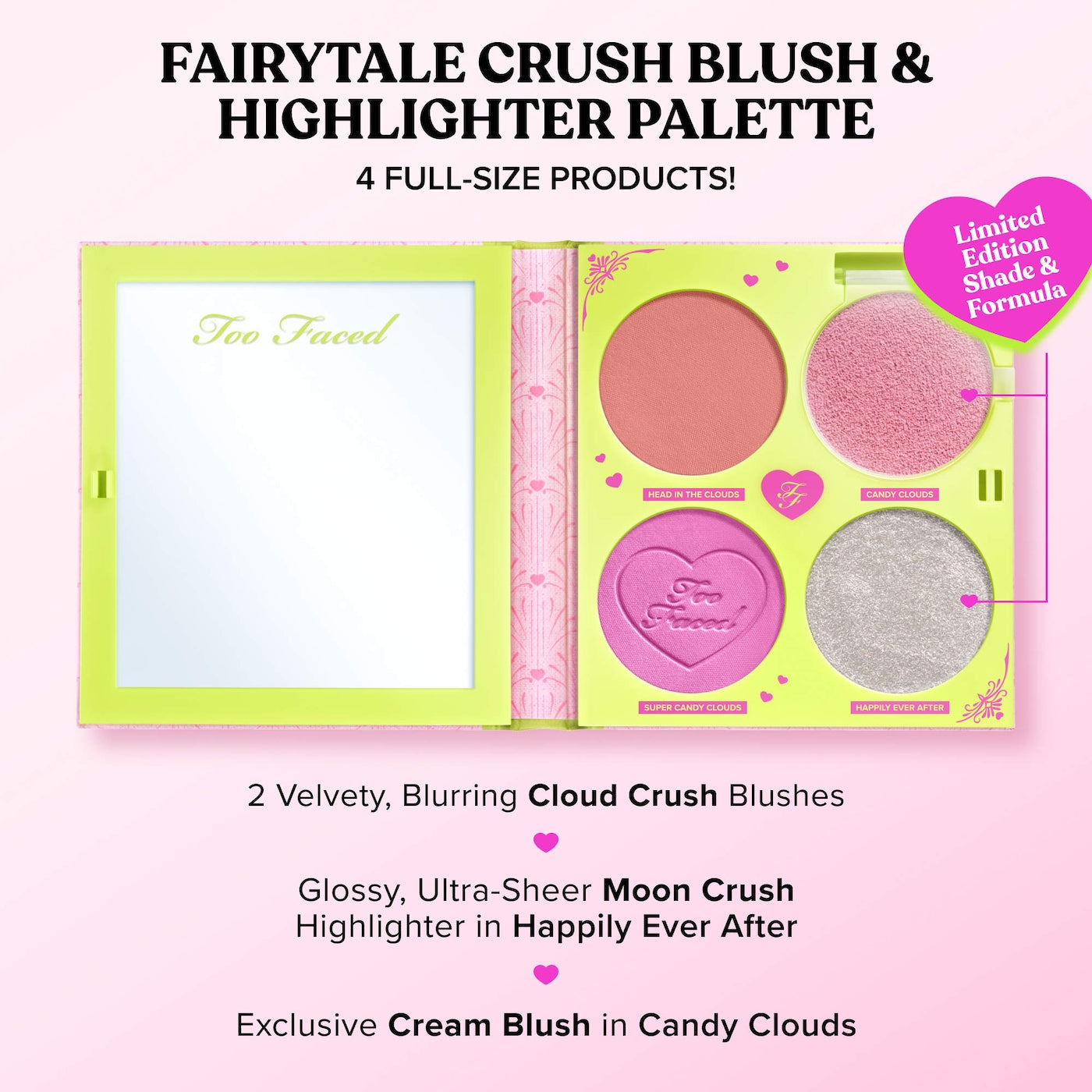 Too Faced Fairytale Crush Blush & Highlighter Palette Makeup Set