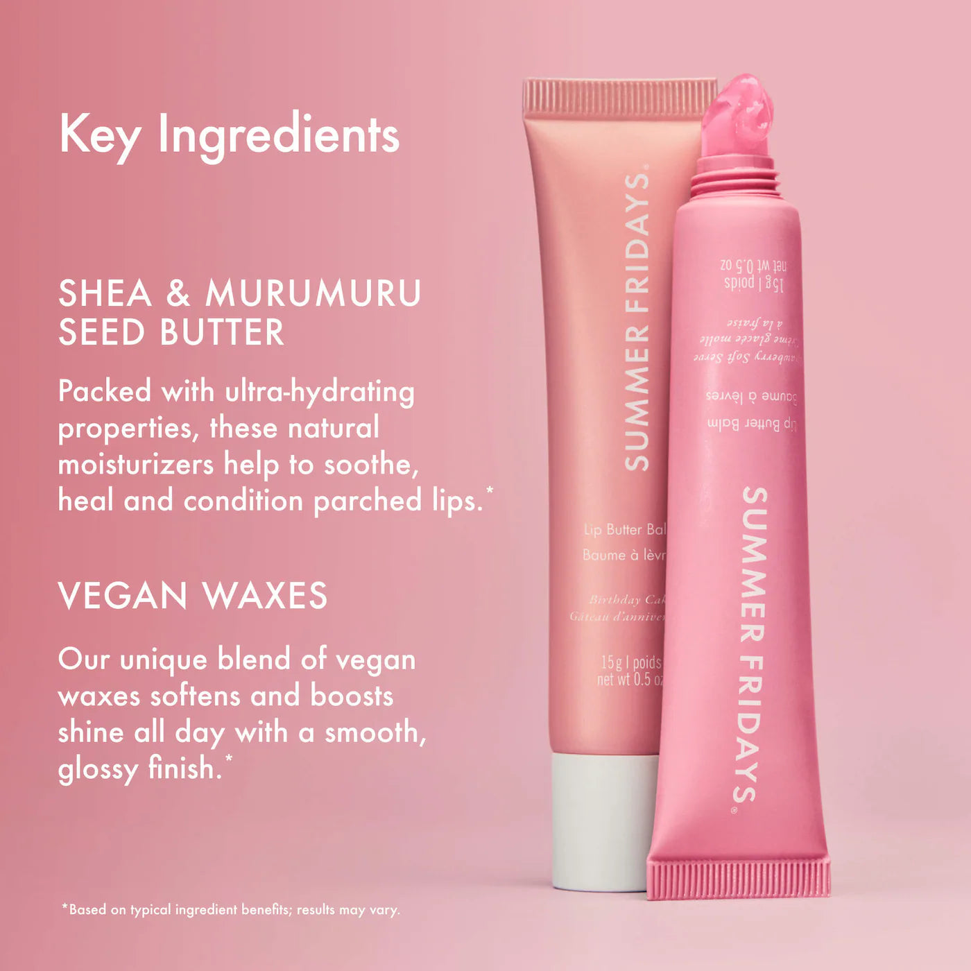 Summer Fridays Sweet Pink Duo with Birthday Cake + Strawberry Soft Serve Lip Butter Balm
