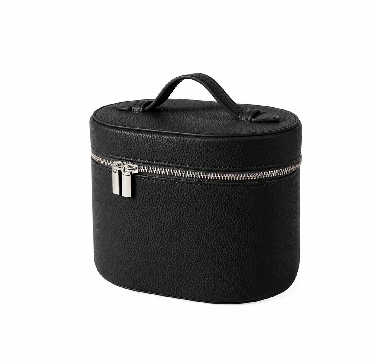 Midnight Black Premium Leather Vanity Bag