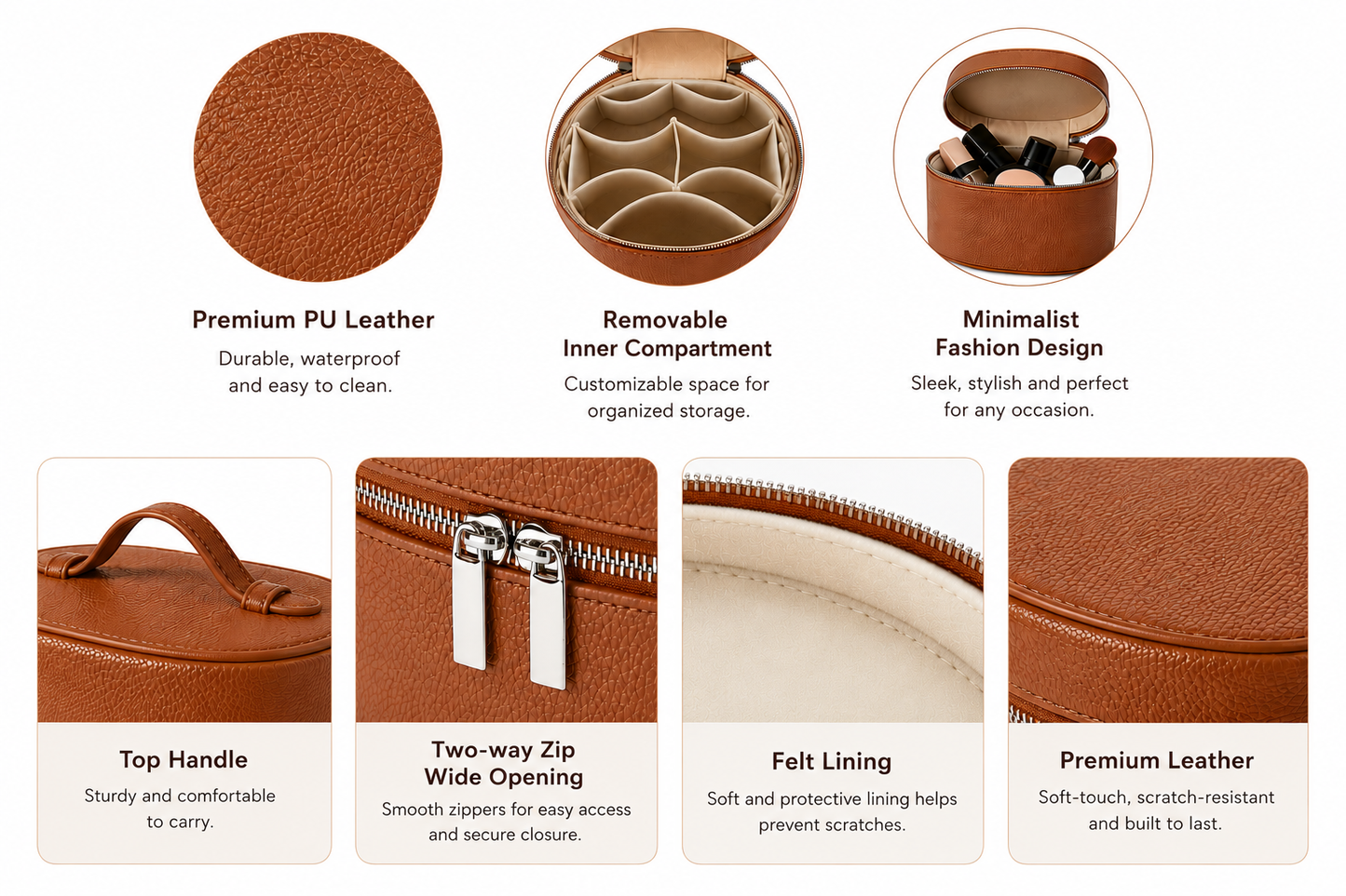 Saddle Tan Premium Leather Vanity Bag
