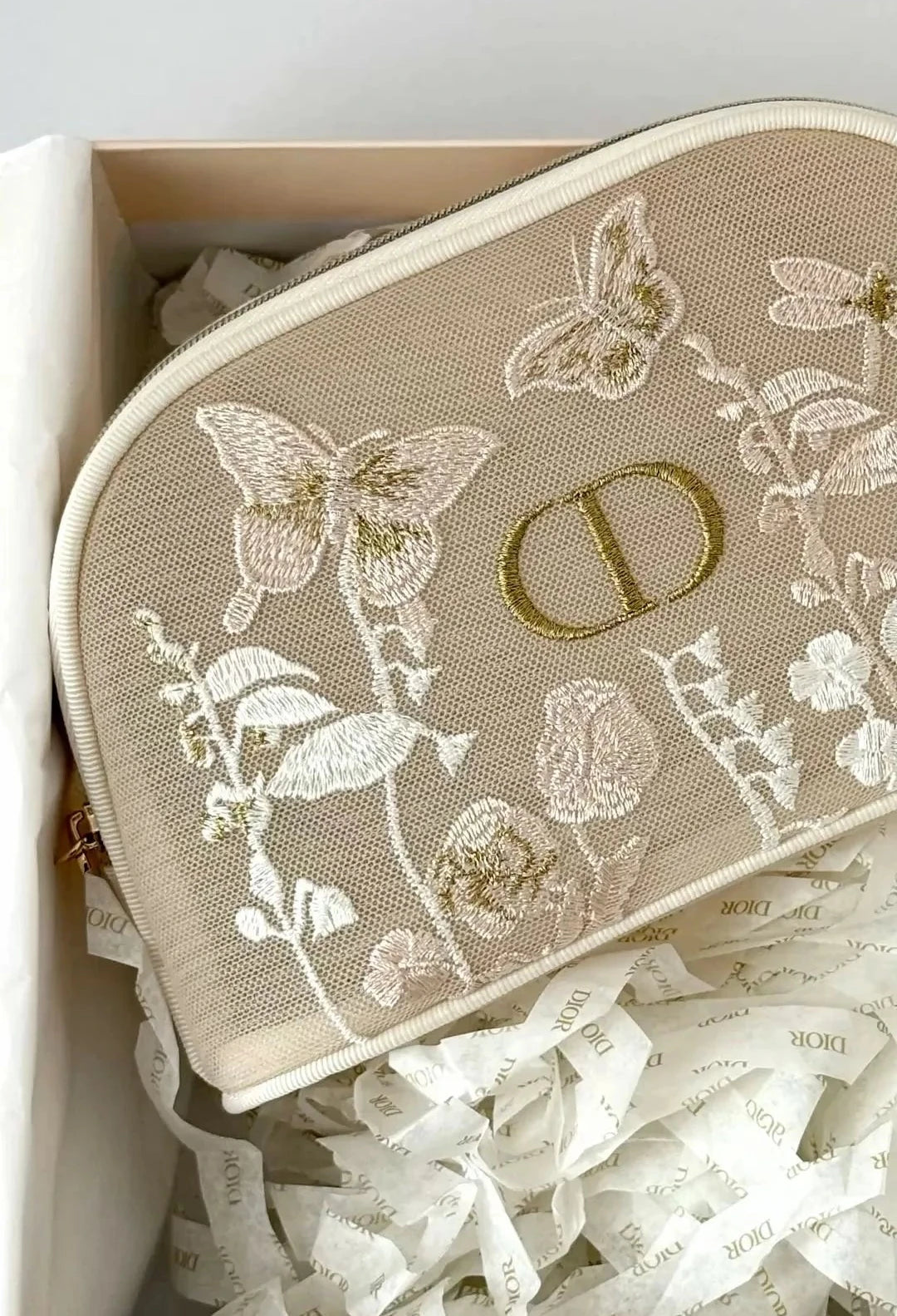 Dior Beauty Mesh Embroidered Makeup Bag